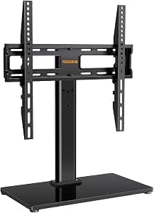 Perlegear TV Stand Low Type TV Stand Compatible with 26~60 Inches VESA Standard 75×75~400×400mm Weight Capacity 40kg TV Stand Wall Mount Tabletop 9-Level Height Adjustment Left and Right 30° Swivel