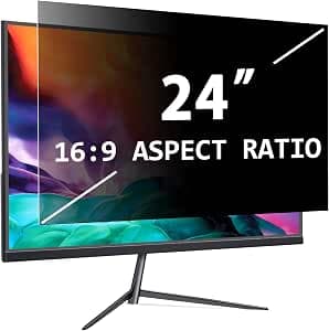 PYS 24 Inch Screen Privacy Film for Computer Monitor 16:9 Aspect Ratio, Anti-Blue Light Anti-Glare Removable 24 Inch Privacy Screen Filter Privacy Filter
