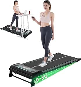 CITYSPORTS Treadmills,Walking Pad with Remote Control,Under Desk Treadmill for Home/Office Fitness Exercise,Portable Treadmill 1-6KM/H,LCD Display,No Assembly (Black Green)