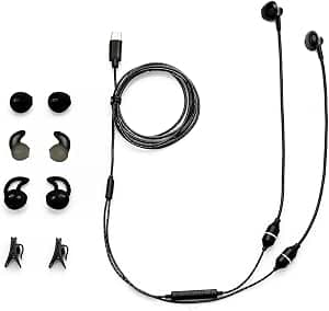 Air Tube Headphones, Anti-EMF headsets with USB-C Jack, Air Tube Earphones with Radiation Protection, Volume Control, Comfortable Fit. (Black)