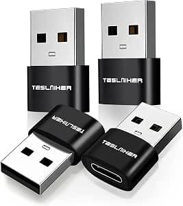 USB to USB C Adapter 4 Pack,Type C Female to USB A Male Adapter, Car Charger Converter for iPhone 16 15 Pro Max Plus, Apple Watch 10, iWatch 9 8, Airpods, iPad Air 5 Mini 7 6, S24 S23