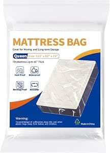 Mattress Bag for Moving Storage - Plastic Waterproof Mattress Protector Cover,Heavy-duty Mattress Moving Supplies (1, Queen)