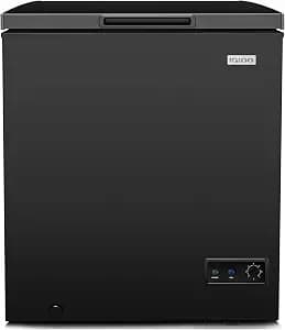 Igloo 5.0 Cu Ft. Upright Deep Freezer Chest- Deep Freezer with Quick Freezing System & Adjustable Thermostat- Low Noise Freezer with Removable Basket & LED Lights for Homes, Garages & Basements- Black