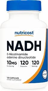 Nutricost NADH 10mg Per Serving 120 Capsules - B-Nicotinamide Adenine Dinucleotide, Vegan, Gluten-Free