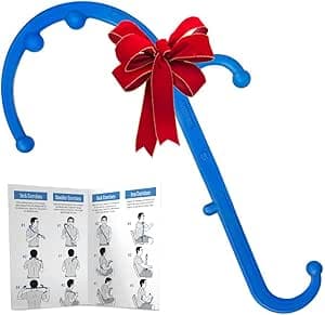 LiBa Back and Neck Massager - Trigger Point Massage Tools for Pain Relief and Manual Massage Hook Therapy Handheld Back Neck Shoulder Massager Blue - Gift for Women & Men