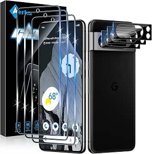 Tempered Glass for Google Pixel 8 Pro 5G with Rear Camera Protector [3+3 Pieces], 9H Hardness [Bubble-Free] [Ultra HD] Heavy Duty Glass Film