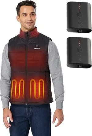 ORORO Men's Heated Vest (Black, L) and Extra Battery