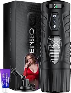 Automatic Male Masturbator Sex Toys for Men - EINSEO Adult Male Sex Toys Penis Pump with 7 Thrusting & Rotating Modes, Pocket Pussy Sex Machine with LCD Display & Suction Base Adult Sex Toy & Games