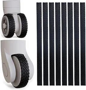 Waterproof Luggage Wheel Covers - 8 Pcs Super Sticky Protector, Anti-Shedding, Silent Noise Reduction, Shock Absorbing Caster Cover for Carry-On (Black)