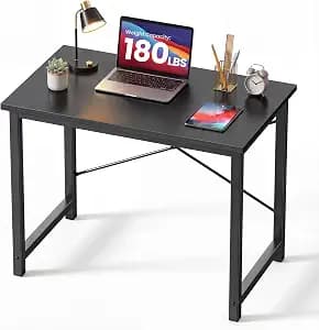 DUMOS 32 Inch Small Computer Desk for Home Office, Gaming Writing Desks for Bedroom Modern Study Work Table Simple Style Workstation with Reinforcement Structure, Black