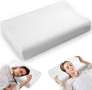 VJASD Memory Foam Bed Pillow for Sleeping - Ergonomic Cervical Contour Neck Support Orthopedic Pillow Queen Size