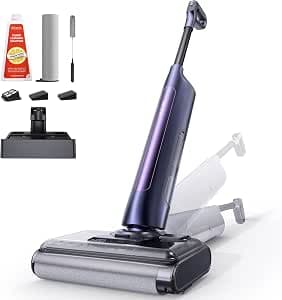 Ultenic Wet Dry Vacuum Cleaner, Vacuum Mop for Wet & Dry Messes, 180° Lay-Flat & Auto Self-Cleaning, 60Mins Runtime ＆ Edge-Cleaning, Anti-Tangle Roller for Hard Floor and Pet Hair, AC1 TriFlex