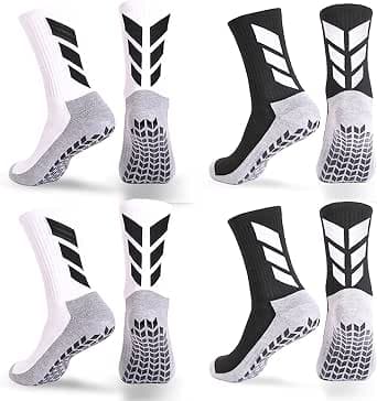 MENDENG Mens Socks Soccer Non Slip Socks for Men Anti Slip Hospital Socks Grippers Non Skid Training Athletic Socks