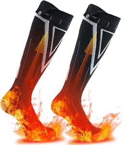 Heated Socks Hand Warmer 2 in 1, Ferdiiz 2 Pack 5 V / 9000 mAh Battery Up to 14 Hours for Feet + 35 Hours as Electric Rechargeable 2 Heating Wire Heated Socks Heating Socks 4 Heat Settings