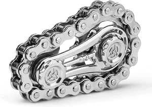 Cool Sprockets Fidget Chain Hand Roller, Assemble Fidget Spinner Ring Toys for Kids Adults, Metal Handheld Sensory Bike Chain Gears Cube, EDC Stress Relief Fidget Toy Kinetic Desk Office Gift