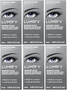 LUMIFY Redness Reliever Eye Drops 0.08 fl oz (2.5 mL) - Pack of 6
