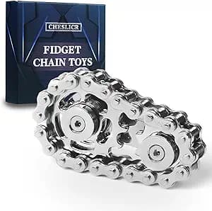 Fidget Spinner Toy for Adults Metal Figette Bike Chain for Adult Men Pain Stim ADHD Teen Cool Gadgets Quiet Desk Offices Anxiety Relief Items Stress Tool Sensory Spiky Autism Toy Easter Basket Stuffer