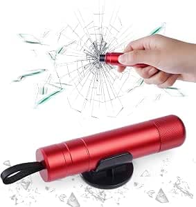 URAQT 2 in 1 Car Window Breaker, Portable Glass Breaker Seatbelt Cutter, Emergency Escape Tool Vehicle Safety Glass Hammer, Car Escape Tool for Land and Underwater (Red)