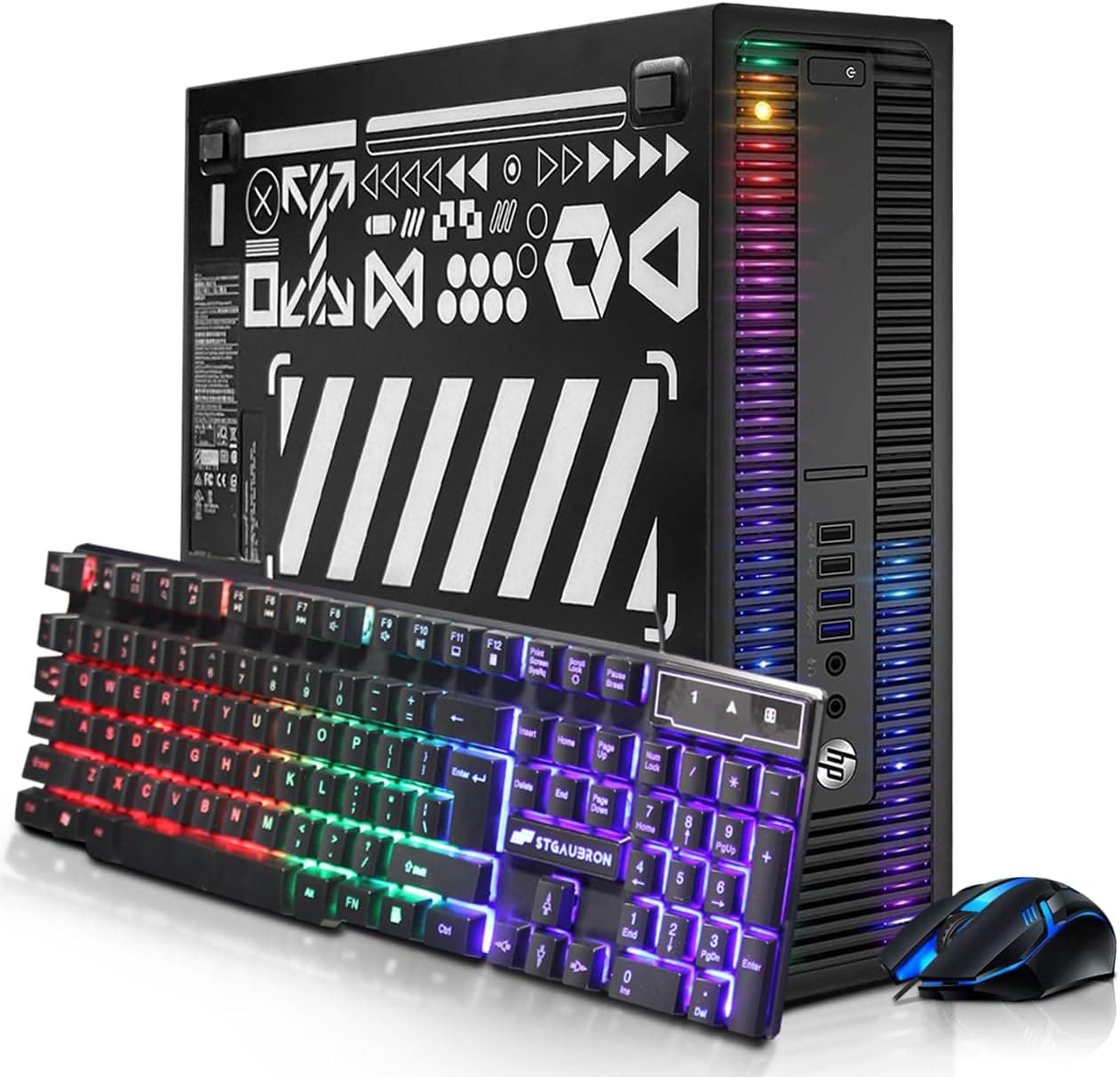 HP RGB Gaming Desktop Computer, Intel Quad Core I5-6500 up to 3.6GHz, GeForce GT 1030 2G GDDR5, 16GB DDR4, 512G SSD, RGB Keyboard & Mouse, 600M WiFi & Bluetooth 5.0, Windows 11 Pro (Renewed)