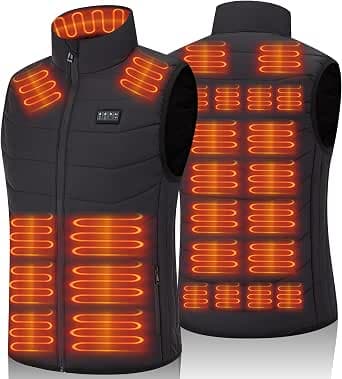 Heated Gilet Women and Men – 5V/7.4V Power Support, Heated Vest with 26 Heating Pads,Fast Heat, Independent Switches – Lightweight for Riding, Hunting, or Warehouse Work(Battery Not Included)