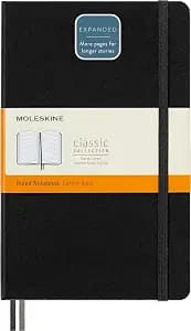 Moleskine Classic Expanded Notebook, Hard Cover, Large (5" x 8.25") Ruled/Lined, Black, 400 Pages