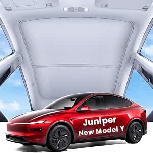 REEVAA Upgraded Tesla Model Y New (Juniper) Sunshade Roof [No Gaps, No-Sagging] Tesla Y Accessories Heat Insulation Foldable Glass Sunroof Cover for Model Y Juniper 2025-2026, 2PCS, Gray