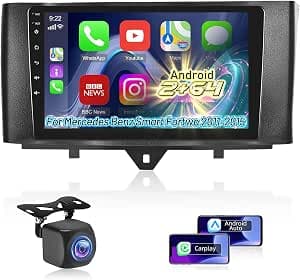 [2+64GB] Android Car Radio for Mercedes Benz Smart Fortwo 2011-2015, 9 Inch Car Radio with Touch Screen, CarPlay & Android Auto, WiFi, GPS, FM Radio RDS, Backup Camera