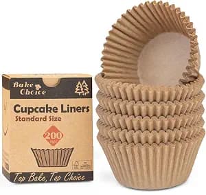 Bake Choice Non-stick 200pcs Standard Cupcake Liners for Baking, Natural, Food-grade Cupcake Wrapper, Greaseproof Parchment Muffin Liners