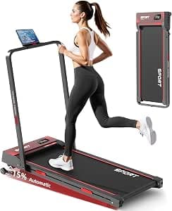 Treadmill, 4 in 1 Folding Treadmill, Electric Adjustable Tilt, 1-12 km/h, LED Display, iPad / Mobile Phone Holder
