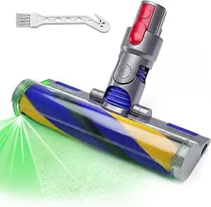 LED Fluffy Soft Roller Cleaner Head Replacement for Dy-son V7 V8 V11 Animal V15 Detect V10 Cyclone Vacuum, Upgrade Green Light Dust Detect Anti-Tangle Quick Release Brush Attachments Parts