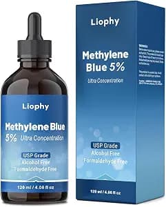 Methylene Blue Pharmaceutical Grade 5% Drops, 120 mL – High Purity 99.99% Methylene Blue for Humans, Formaldehyde and Alcohol Free (ups Grade)