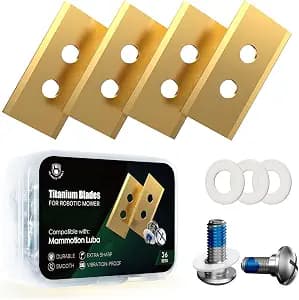 Headley Tools 24Pcs Heavy Duty Titanium Replacement Blades 0.9mm Compatible for Mammotion Luba & Yuka All Series,Robust Replacement Robot Lawn Mower Blades,with Plastic Screwdrivers and Washers