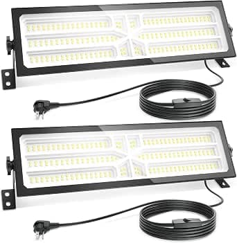 2 Pack Linkable LED Shop Light - 100W 15000LM Aluminum Garage Light w/ 9.84ft Power Cord, 6000K Bay Lighting for Garage, Workshop,Warehouse