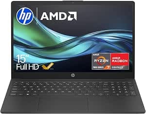 HP 15.6" Laptop | AMD Ryzen 7 Processor | 16GB RAM | 512GB SSD | Windows 11 | Fast charge | FHD Display | Dual speakers | Up to 10hrs battery | Jet Black | 15-fc0007sa