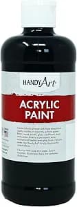 Handy Art Acrylic Paint, Mars Black, 16 oz Bottle, Semi-Gloss Student Fluid Acrylic, Creamy Flow Consistency, Rich Brilliant Color, Highly Pigmented, Certified Safe & AP Non-Toxic, Made in USA