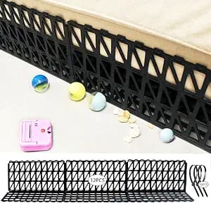 12 Pcs Under Couch Blocker for Bed Adjustable Furniture Plastic Under Bed Blocker with 30 Ties Black Couch Barriers for Dogs Pets Cats (Style 2)