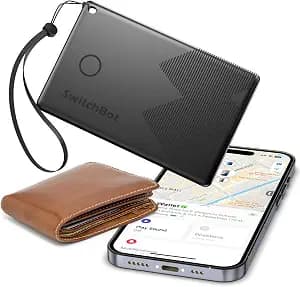 SwitchBot Wallet Tracker Card, 𝗪𝗼𝗿𝗸𝘀 𝘄𝗶𝘁𝗵 𝗔𝗽𝗽𝗹𝗲 𝗙𝗶𝗻𝗱 𝗠𝘆 (iOS Only, Not Support Android), Find My Wallet Card, Phone Finder, Key Finder, Up to 3-Year Battery Life, IP 67 Waterproof