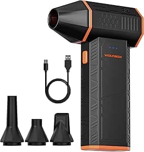 WOLFBOX MF50 Electric Air Duster, 110000 rpm, Super Power Cordless Air Duster, 3 Speed Adjustable Mini Blower with Rechargeable Battery, Dust Blower for Computer, Keyboard, House