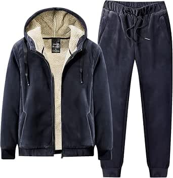 Tracksuit Men's Winter Jacket Hoodie and Jogging Bottoms Warm Fleece Jogging Suit