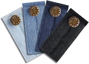 Vicloon Denim Waist Extenders, 4 Pcs Waist Extender Button, Trouser Extenders Waistband Extenders, Adjustable Wasitband Expanders for Pants Jeans Skirt Trousers - 4 Colors
