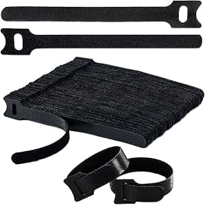 8-Inch 100 Pcs Reusable Cable Ties, Premium Quality Cable Management Straps for Electrical Cable & Wire Organizer (200mm x 12mm, Black)