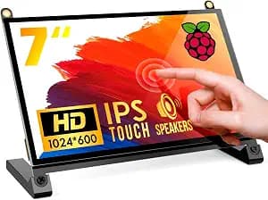 ROADOM 7" Touchscreen Monitor, 1024x600 IPS Raspberry Pi Screen, HDMI | 5-Point Touch, Dual Speakers, Plug & Play, Pi 5/4/3/Zero, Home Assistant, Gaming, PC Sub-Monitor, 3 Display Modes, Easy Setup