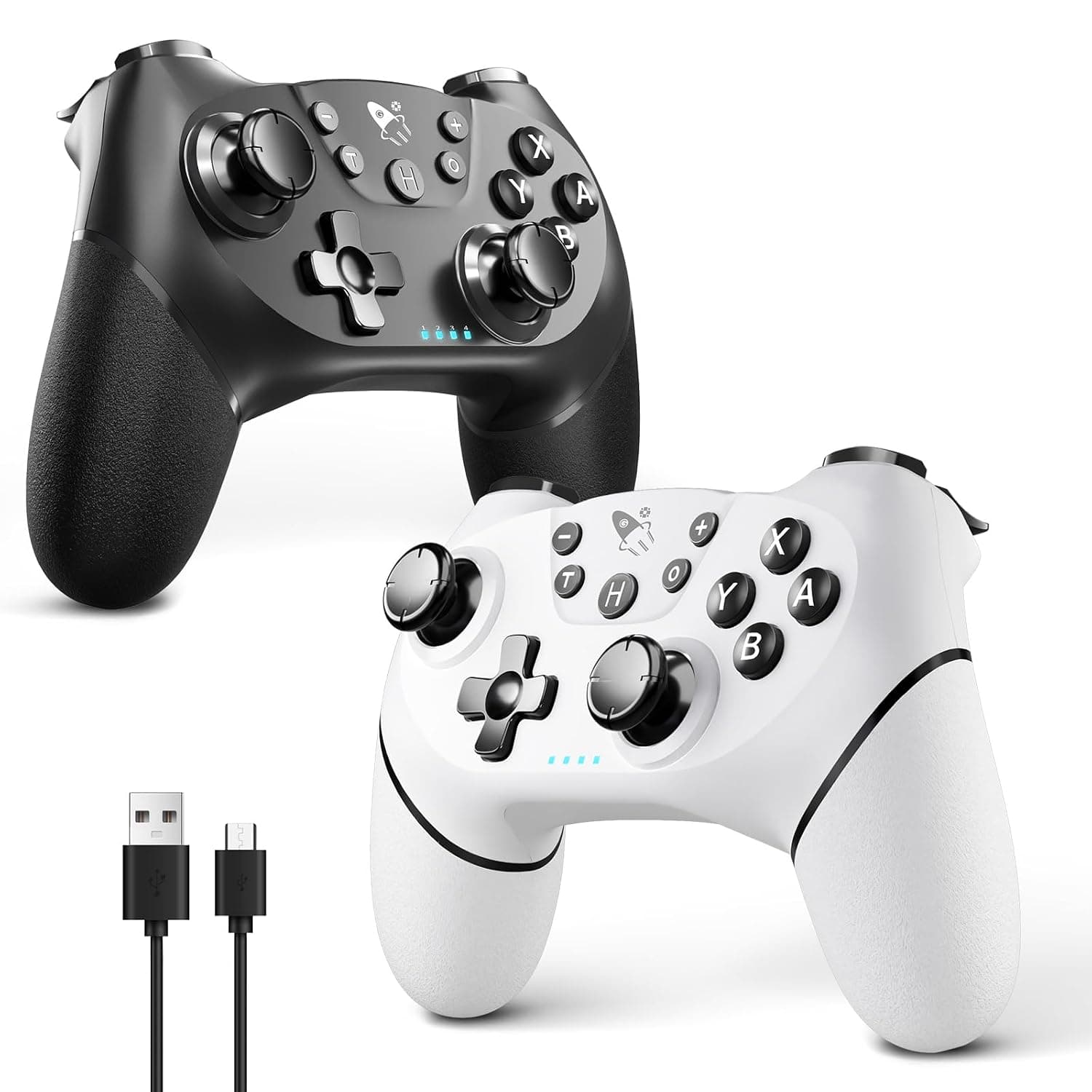 AceGamer Wireless Pro Controller for Nintendo Switch/Lite/OLED/Switch 2/PC, 2 pack, Hall Effect Joystick for Switch 2 Pro Controller with Wake-Up/Dual Vibration/Turbo/Ergonomic ! (Black&White)