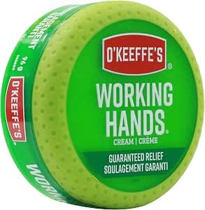 O'Keeffe's Working Hands Hand Cream for Extremely Dry, Cracked Hands, Heals, Relieves and Repairs, Boosts Moisture Levels, 3.4oz/96g Jar, Moisturizer, Pack of 1