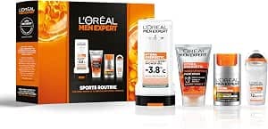 L'Oréal Men Expert, Sports Routine Men Gift Set, 4-Step Routine to Cleanse & Protect After Exercise, with SPF15 Moisturiser, Face Wash, Cooling Shower Gel & Deodorant