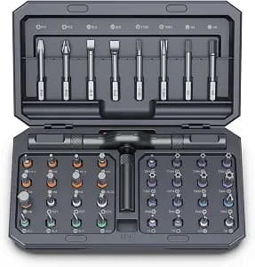 Bomivoi 42 in 1 Magnetic Screwdriver Set, DIY Ratchet Screwdriver Set, Multi Bit Magnetic Drive Set with Detachable Ratchet Handle, Portable Compact Repair Tool Kit for Furniture Computer Bicycle Gray
