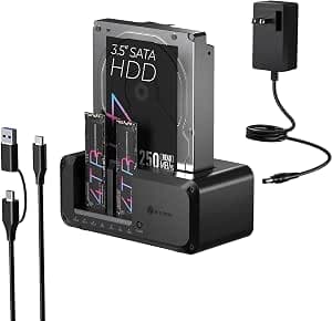 M.2 NVMe & SATA SSD/HDD Hard Drive Docking Station, ICY BOX USB-C 10Gbps NVMe Cloner&Reader, TripleBay Hard Drive cloner for 2.5"/3.5" SSD&HDD Hard Drives, Offline Cloning, Tool-Free (3 Bay)