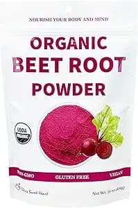 Chérie Sweet Heart Organic Beet Root Powder – Raw, Non-GMO, 1 LB – Natural Energy Boost, Supports Circulation, Detox, & Heart Health – Vegan, Gluten-Free