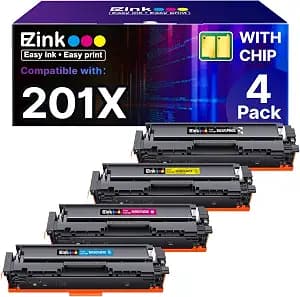 E-Z Ink 201X Replacement for HP 201X Toner Cartridges 4 Pack High Yield CF400X CF401X CF402X CF403X Compatible with HP Color Laserjet MFP M252dw M252n, Pro M277dw M277n (Black, Cyan, Magenta, Yellow)