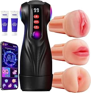 Male Masturbators Sex Toýs Man, APP Automatic Masturbator with 9 Vibration and Sucking, Male Sextoy with 3 Removable Sleeve Masturbator Male Sex Toys Masturbators cup manuals